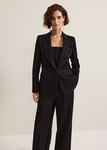 Phase Eight Adalynn Fitted Jacquard Jackets Black Canada | VCYATS-734